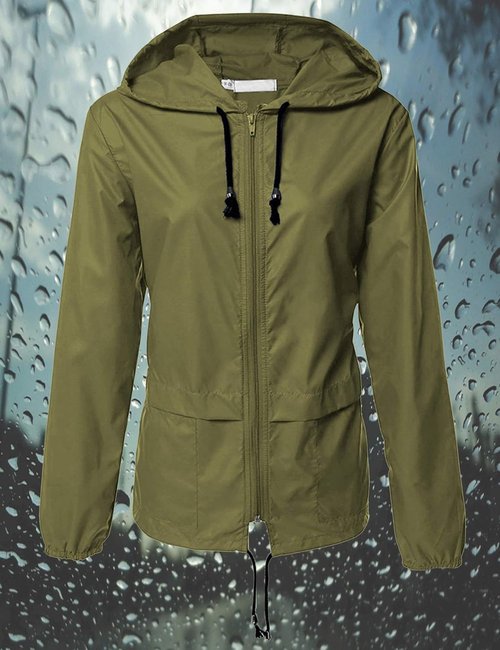 Avoogue Lightweight Waterproof Raincoat for Women - Packable Hooded Windbreaker Jacket