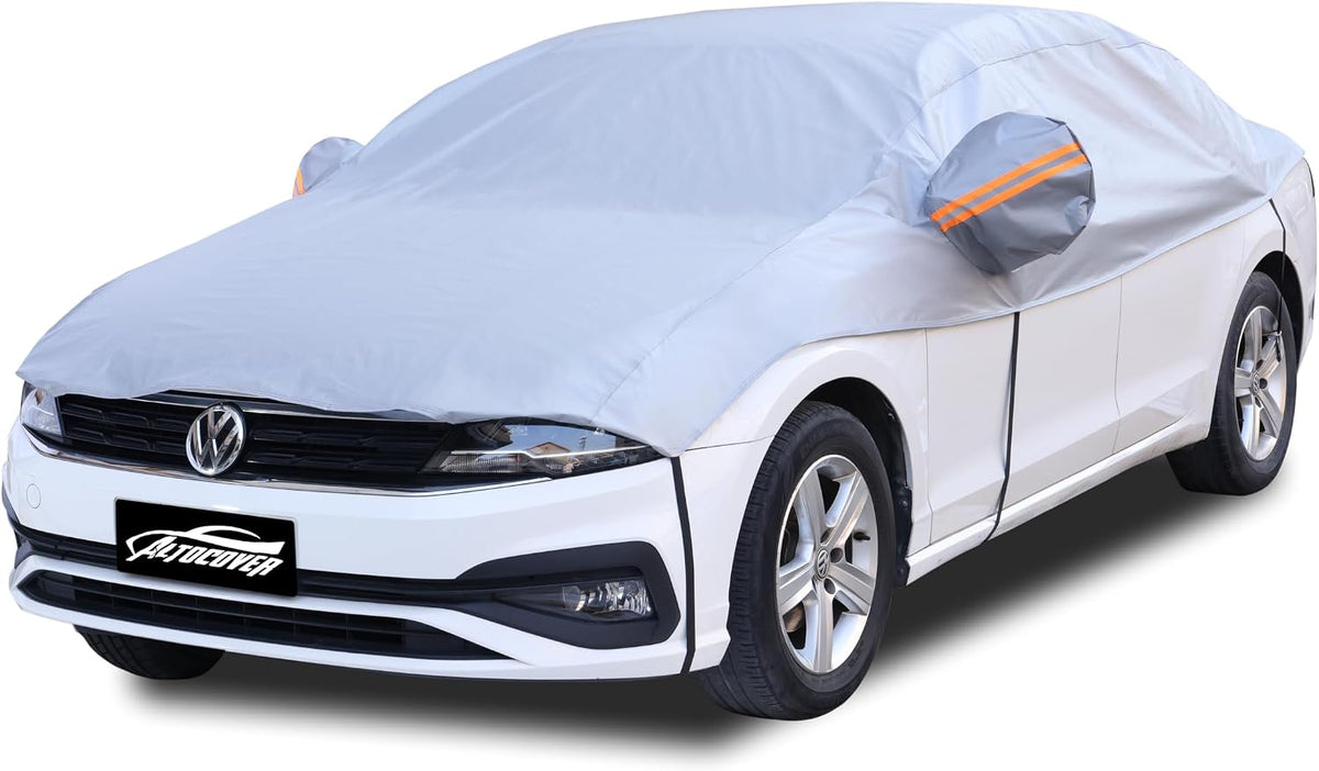 Half Car Cover for Snow Fit Medium/Small Sedans/Coupe Such as Honda Civic, Totota Corolla,Porsche 911 etc.