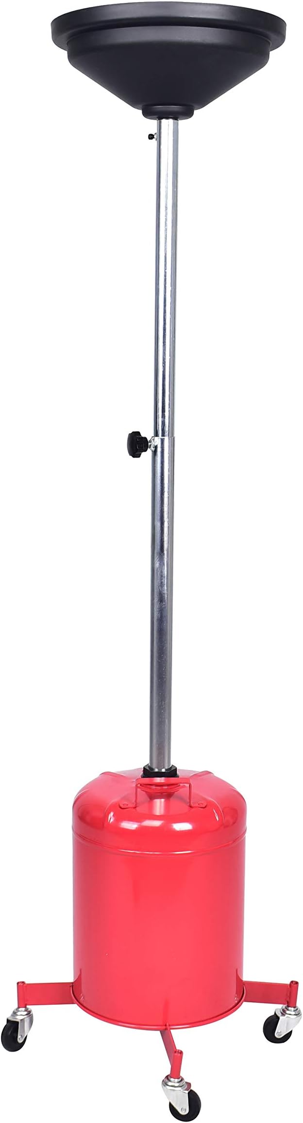 5 Gallon Oil Drian Portable Steel Oil Drain, Waste Oil Drain with Wheel, Adjustable Height, Red (AODT-5)