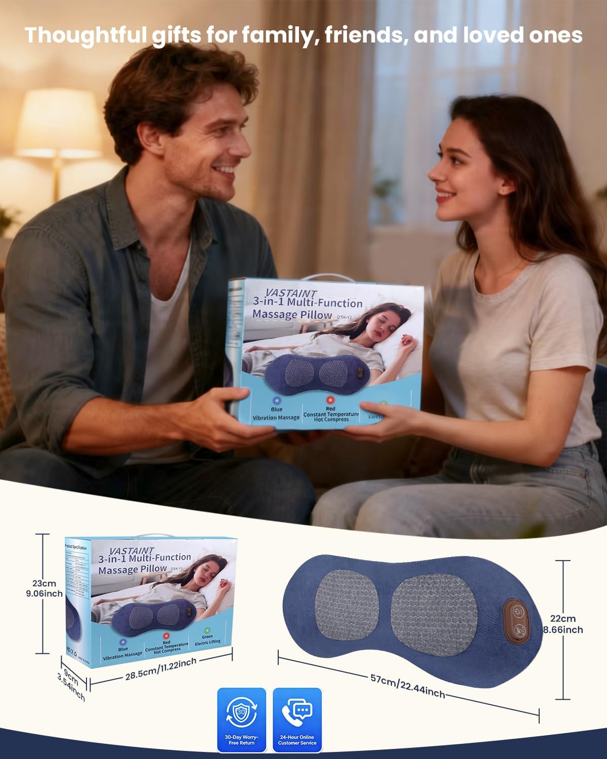 3-in-1 Wireless Lower Back Massager with Heat, Air Compression & Vibration