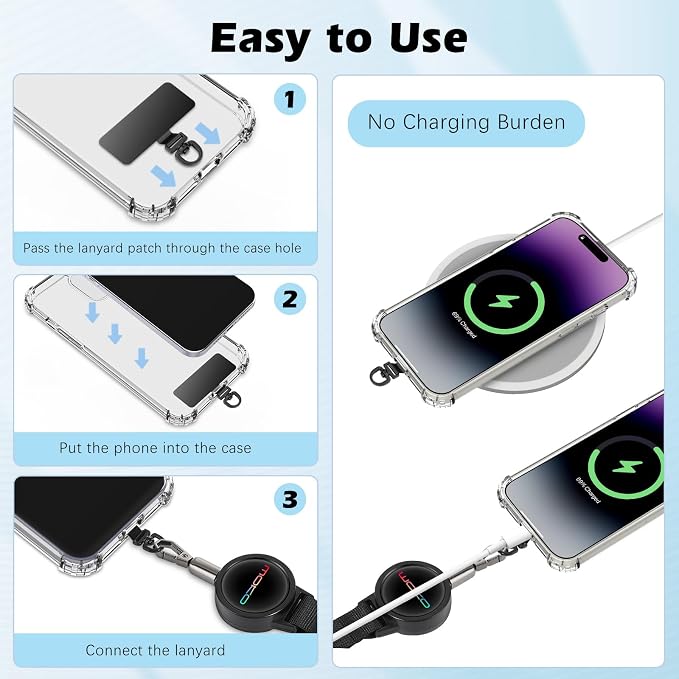 MoKo Anti-theft Phone Tether, Phone Lanyard Retractable Steel Line Cellphone