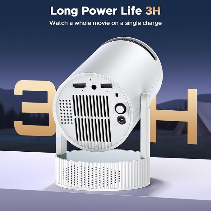 Mini Projector, Projector with Wifi and Bluetooth Built-in Battery 4K Portable Projector for Outdoor Bedroom, Smart Projectors 1080P Compatible with iphone/TV Stick/HDMI/Laptop