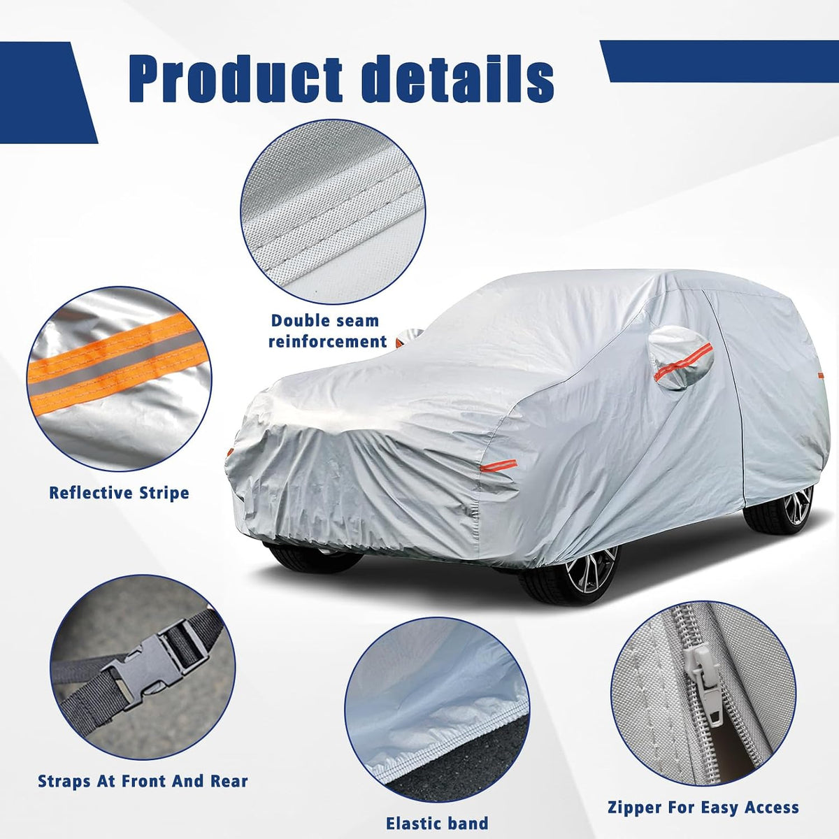 Kayme 6 Layers SUV Car Cover Custom Fit for Toyota RAV4 (2006-2025), Waterproof All Weather for Automobiles,Rain Sun UV Protection.Silver