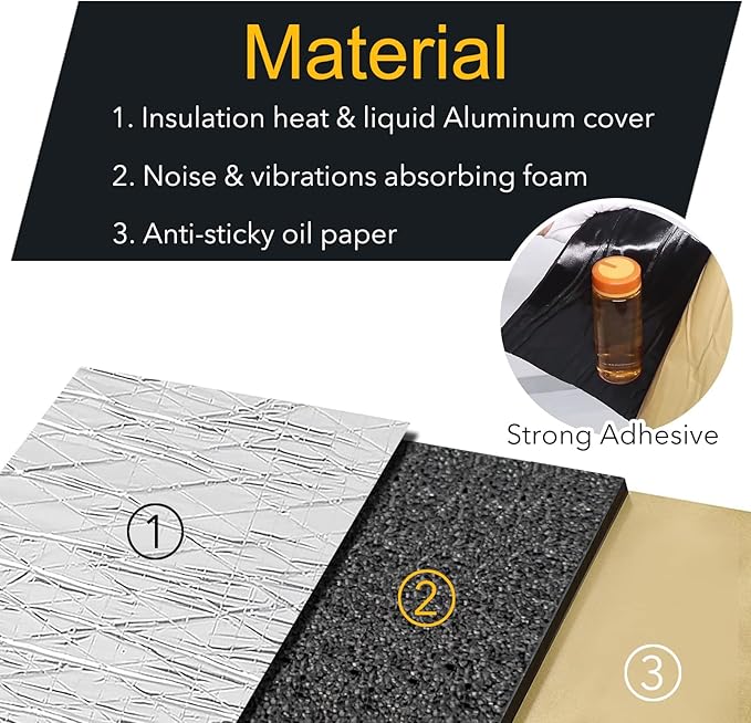 Car Sound Deadening Material Mat - 197 mil 8.7 sqft Auto Audio Deadener Foam, Sound Dampening and Heat Insulation for Truck, Vehicle