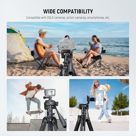 NEEWER Basic 74" Video Tripod Monopod, 3 Way Pan Tilt Head, Overhead Camera