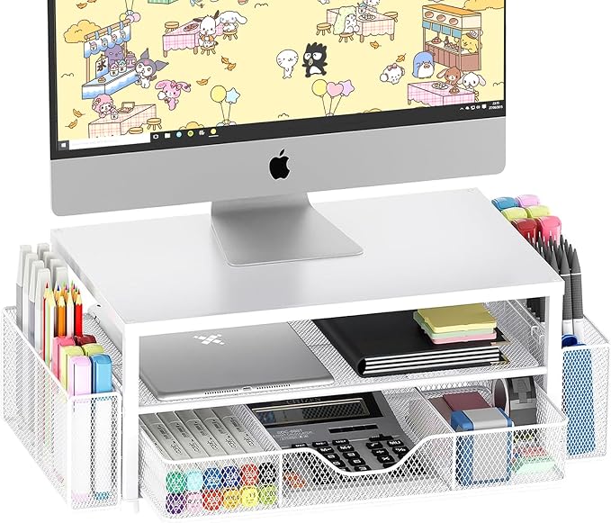 OPNICE Desk Organizers and Accessories, 2-Tier Computer Monitor Stand Riser