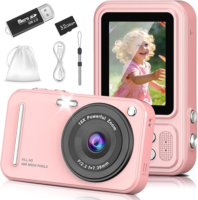 Digital Camera for Kids, 48MP FHD 1080P Point and Shoot Digital Cameras