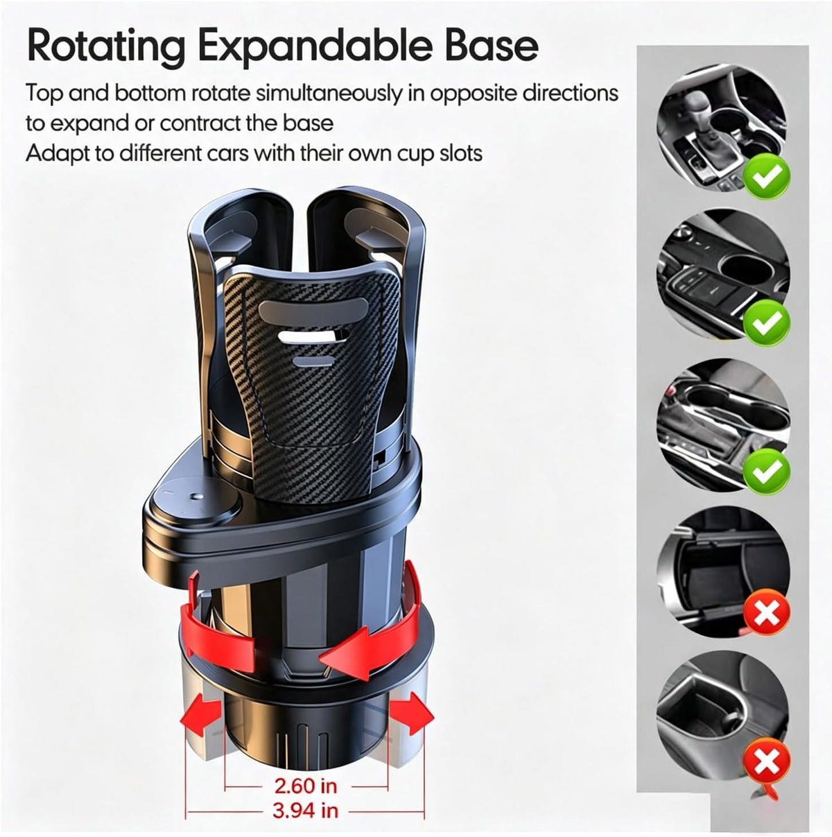 Car Cup Holder Expander for Subaru Crosstrek GT 2018-2023