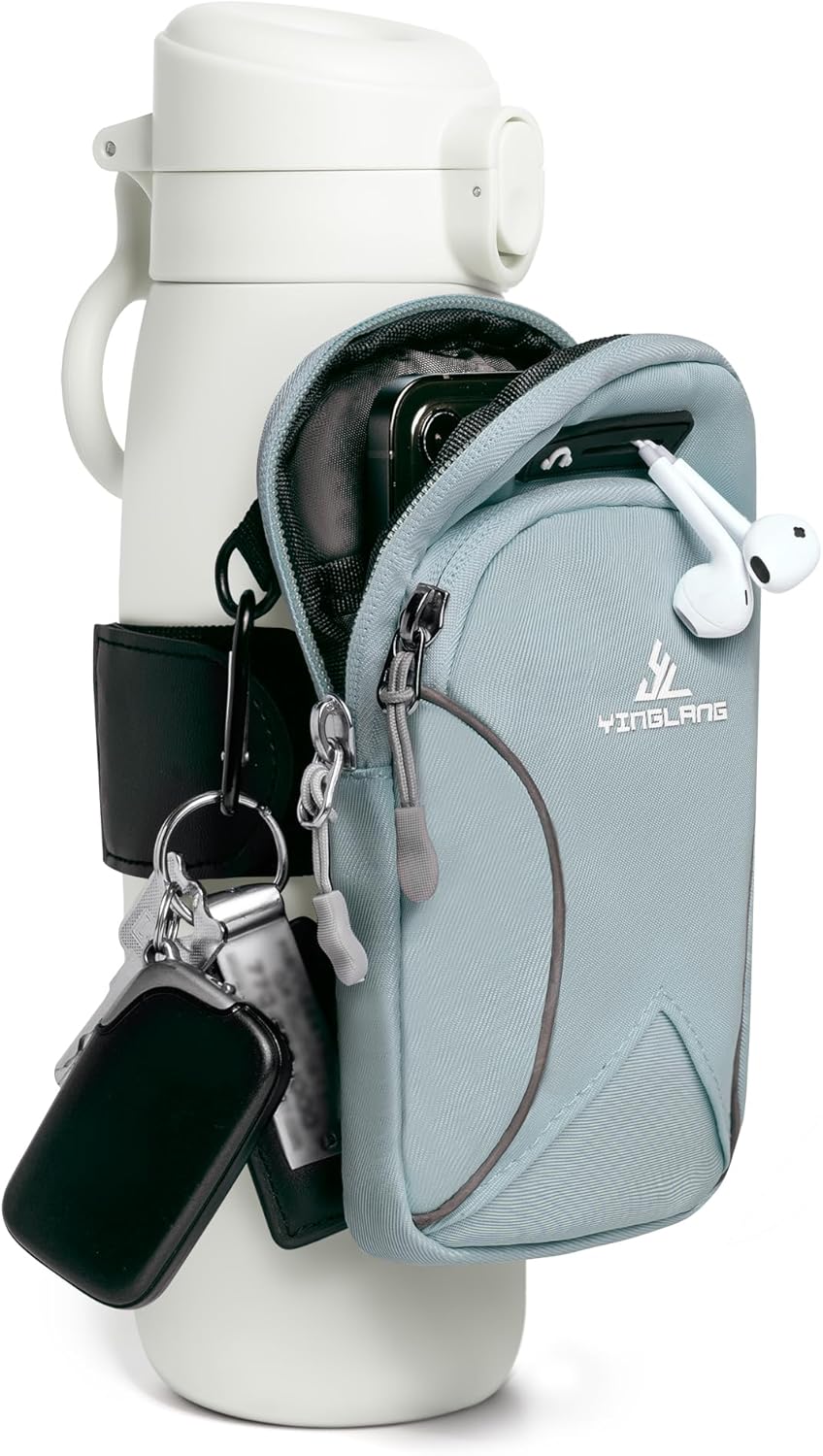 Skiennix Gym Water Bottle Caddy - Versatile Sleeve Bag with Phone Holder & Wallet for Running