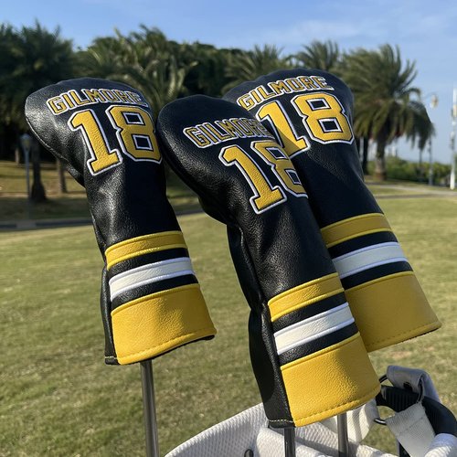 Golf Headcovers Happy Gilmore Golf Club Head Covers Advanced Embroidery Premium Leather Driver Headcover Fairway Wood Covers Hybrid Head Covers, Golf Mallet Blade Putter Cover