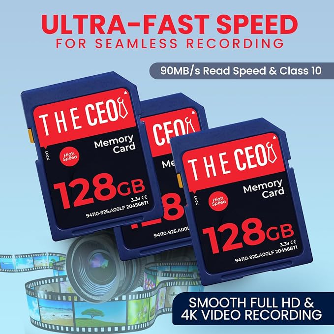 THE CEO SD Card for Camera 128GB Class 10 Memory Card UHS-I Compatible