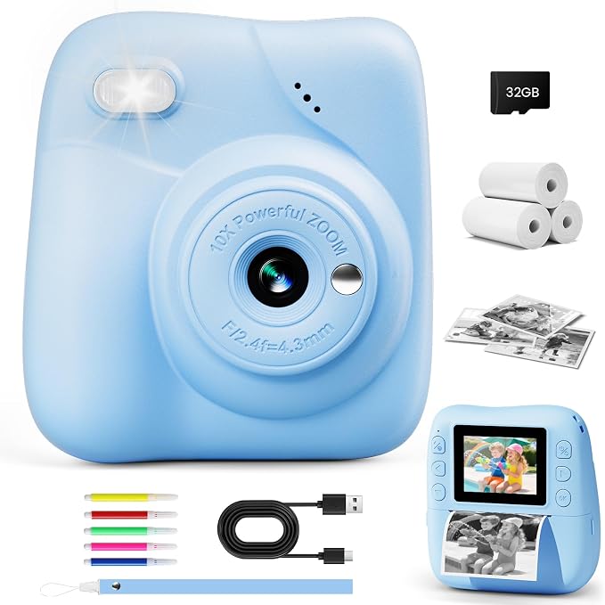 Kids Camera Instant Print, 1080P HD Kids Instant Camera
