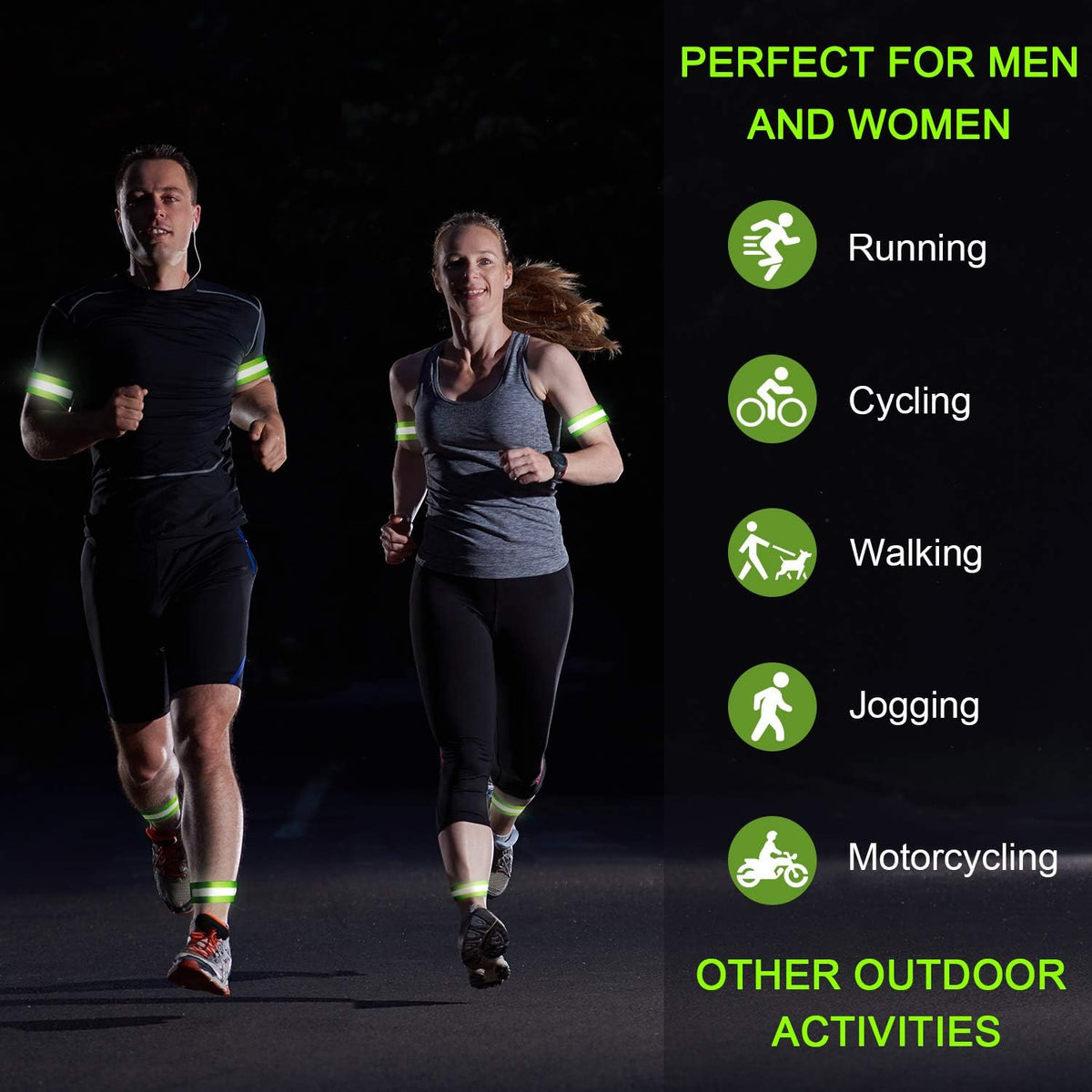 Skiennix Reflective Bands - High Visibility Running Gear for Night Safety | 8-Piece Set for Arm, Wrist, Ankle, Leg
