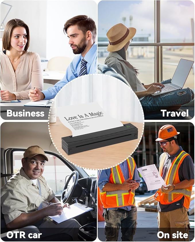 Portable Printer Wireless for Travel, D80 Thermal Printer, Inkless Printers