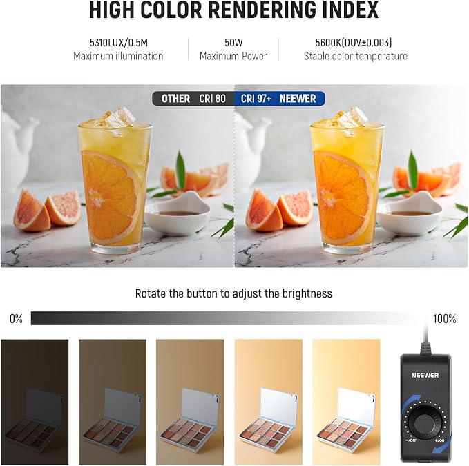 NEEWER 50W Upgraded Photo Studio Light Box, 4 Backdrops, 5600K 192 LEDs