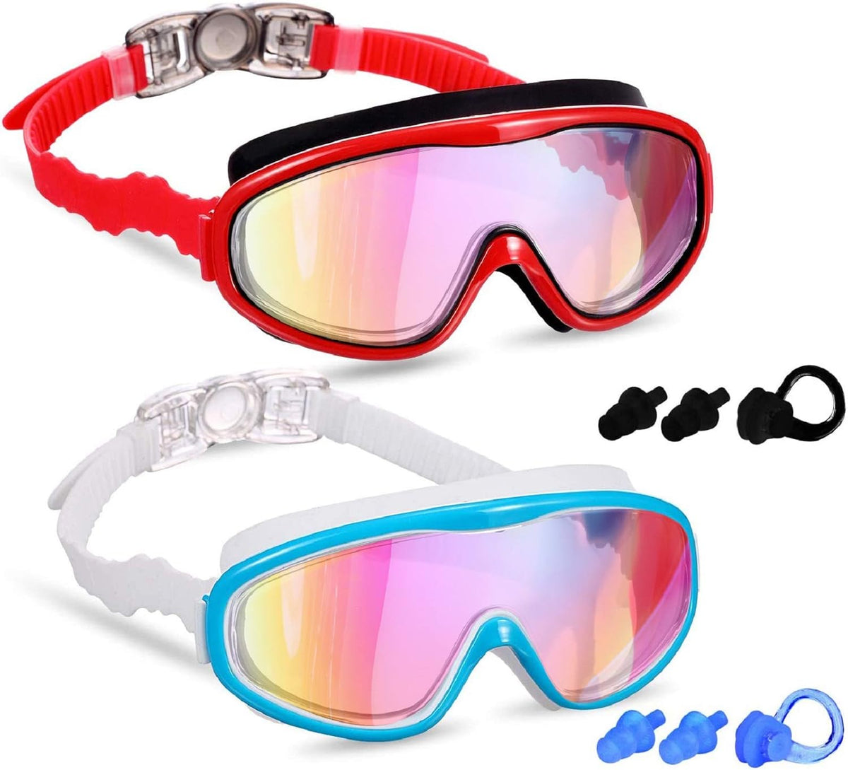 Skiennix Kids Swim Goggles - Comfortable Swimming Glasses for Ages 3 to 15 | 2-Pack Set