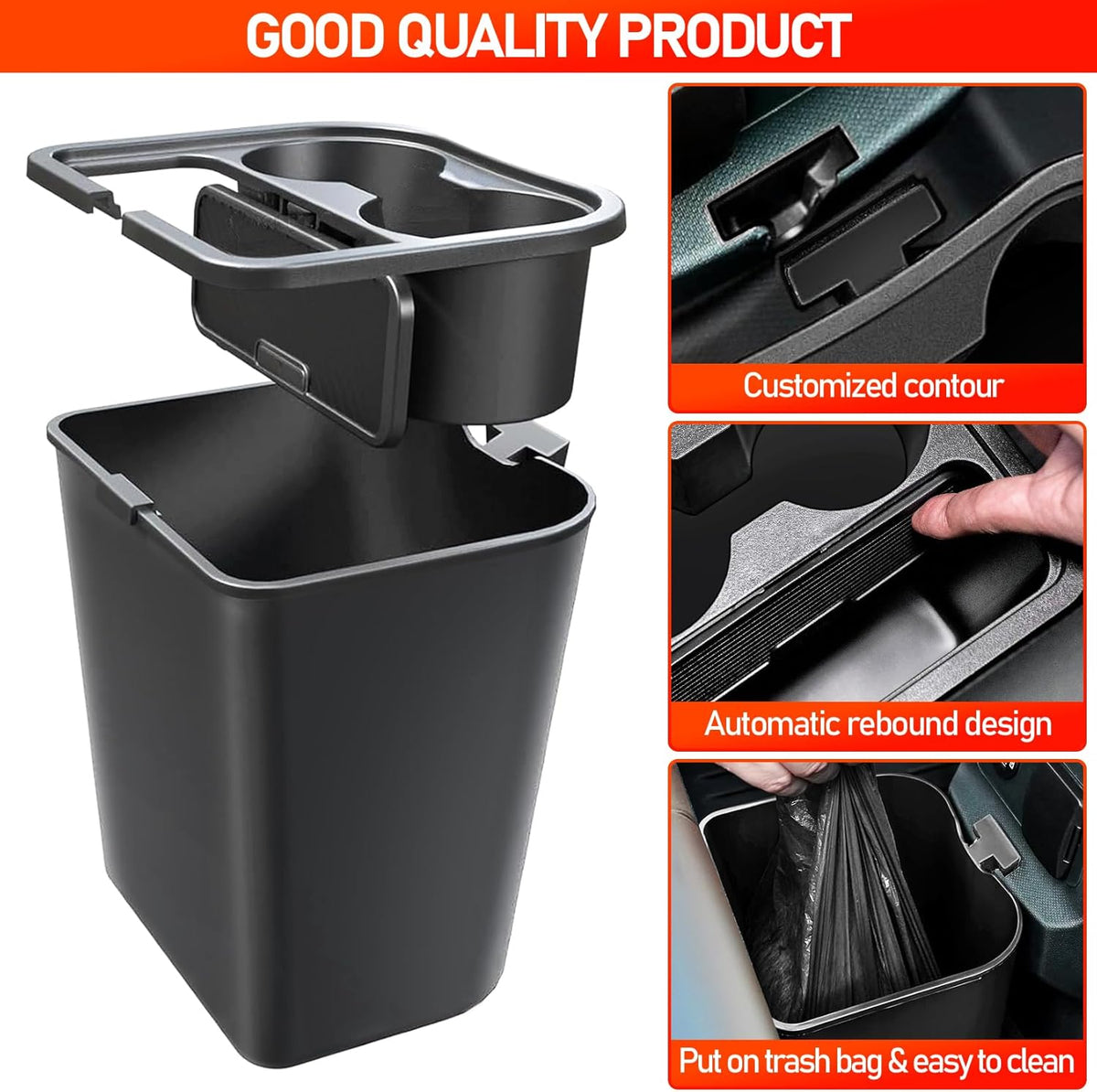 Trash Can for Ford Maverick 2025 2024 2023 2022,Upgraded Rear Trash Bin with Dual Cup Holder for Maverick Interior Accessories,Multi-Function Insert Expander Storage Box Organizer 2025 New