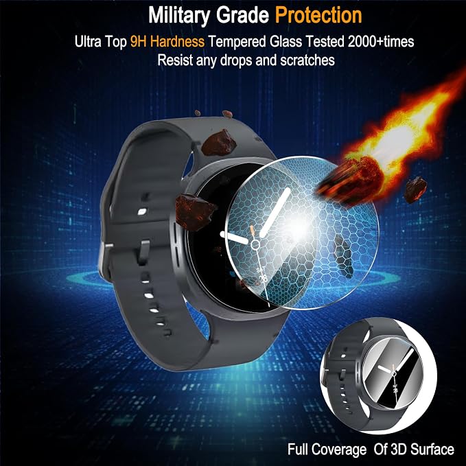 SiHPuoy 4 Pack for Samsung Galaxy Watch 8 Screen Protector 44mm Tempered Glass