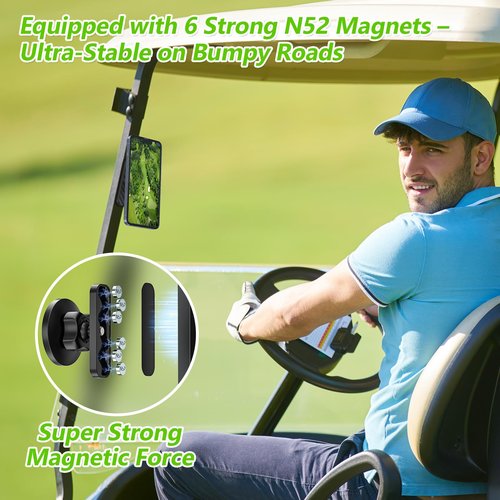 AISIKA Magnetic Golf Cart Phone Holder Compatible with MagSafe iPhone and Android Fits EZGO, Club Car, Yamaha, Icon, Golf Cart Accessories Valentines Day Gifts for Him Men Women Golfers