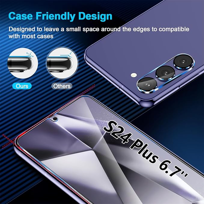 firtstnow 3 Pack for Samsung Galaxy S24 Plus Screen Protector Tempered Glass +