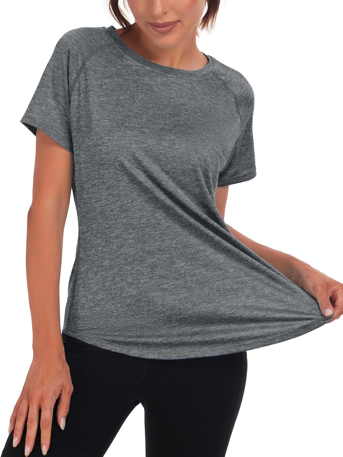 Skiennix Women's Dry-Fit Workout Top - Short Sleeve Mesh Open Back Gym Tee | Loose Fit Exercise Shirt