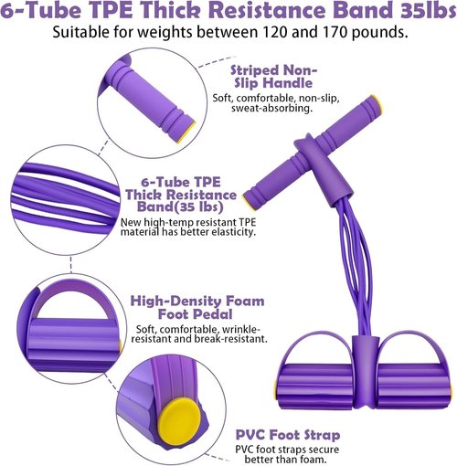 Multifunctional Resistance Band by [Brand Name] - Heavy-Duty Pedal System for Full Body Workouts | 6/8/10 Tubes