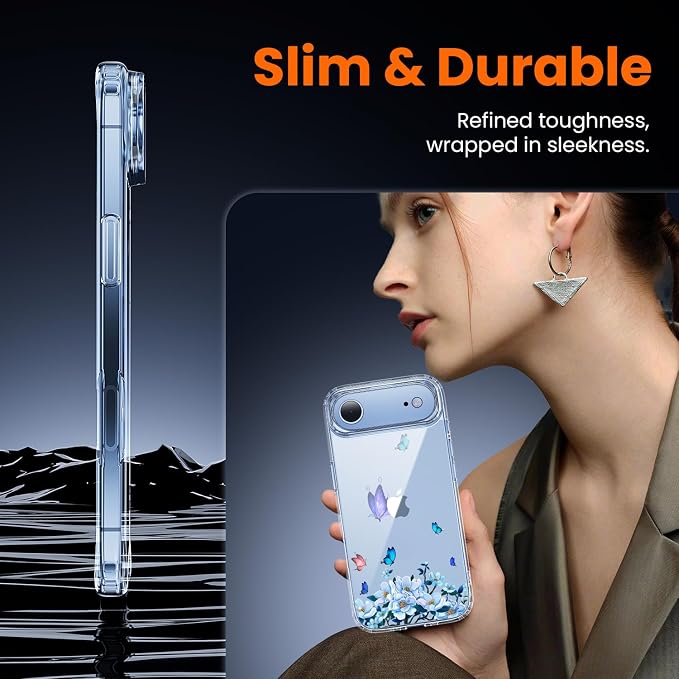 toushion 3 in 1 for iPhone Air Case Clear Printed Design | Yellowing-Resistant