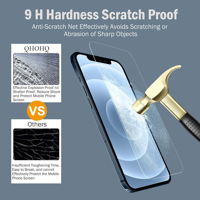 QHOHQ 3 Pack Screen Protector for iPhone 12 Pro Max 6.7"