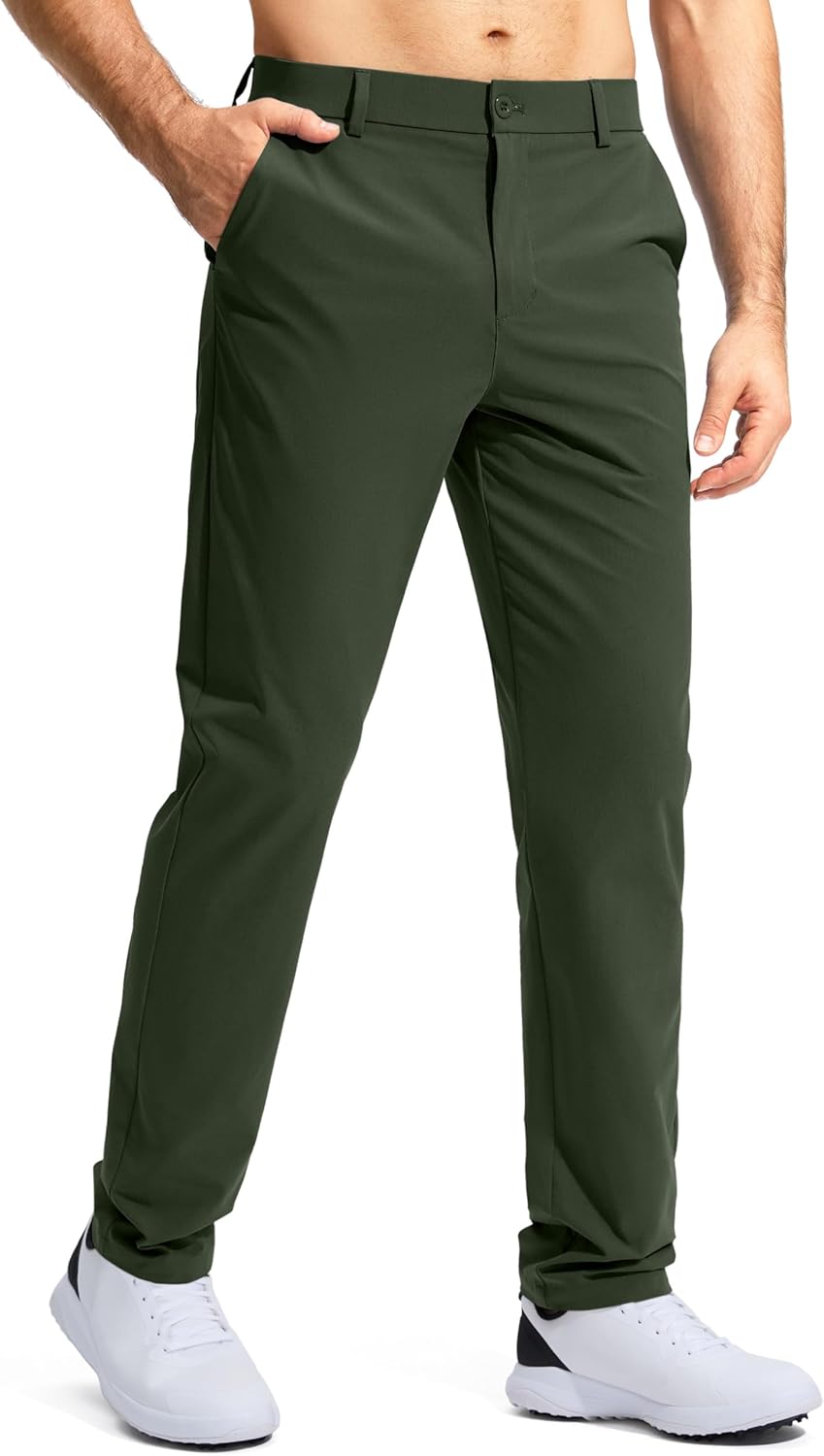 Pudolla Men's Golf Pants - Lightweight Quick-Dry Casual Slacks with Pockets | Comfortable Fit in 30"/32"/34" Sizes