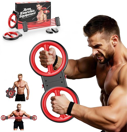 ADISTAR 3-IN-1 Forearm Strength Trainer - 360° Rotator Burn Machine, Dumbbell & Chest Expander, Arm Exercise Equipment Adjustable Resistance, Portable Shoulder Strength Training for Upper Body (Black)