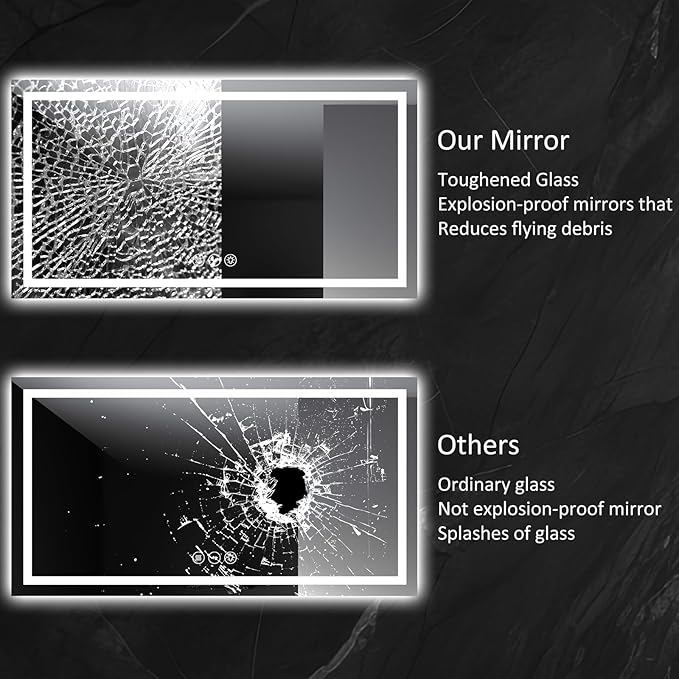LED Bathroom Mirror 30x55 Inch Anti-Fog Bathroom Mirror with Lights, Wall Mounted Lighted Vanity Mirrors, Dimmable, Backlit + Front Lit, Smart Bathroom Vanity Mirror with 3 Colors Temperature