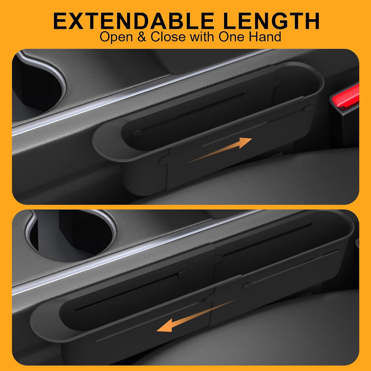 Car Seat Gap Filler Organizer, Expandable Seat Gap Filler with Storage Slot, Anti-Drop Car Seat Gap Organizer for Phone, Keys, Wallet, Universal Fit for Car SUV Truck