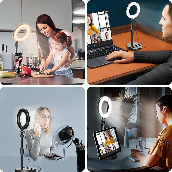 Desk Ring Light with Telescopic Stand, Travel Desktop Hola Light