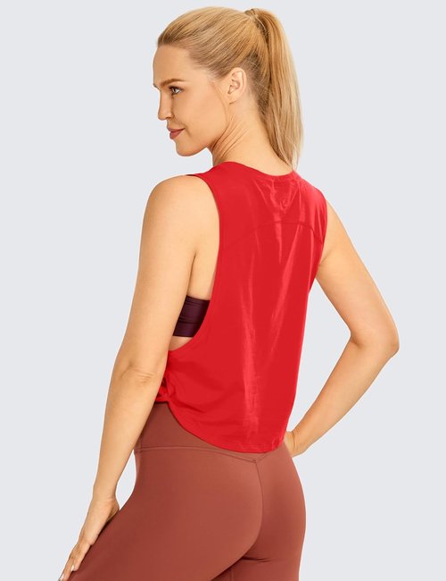 CRZ YOGA Pima Cotton Tank Top for Women - Loose Sleeveless Athletic Shirt for Yoga & Gym