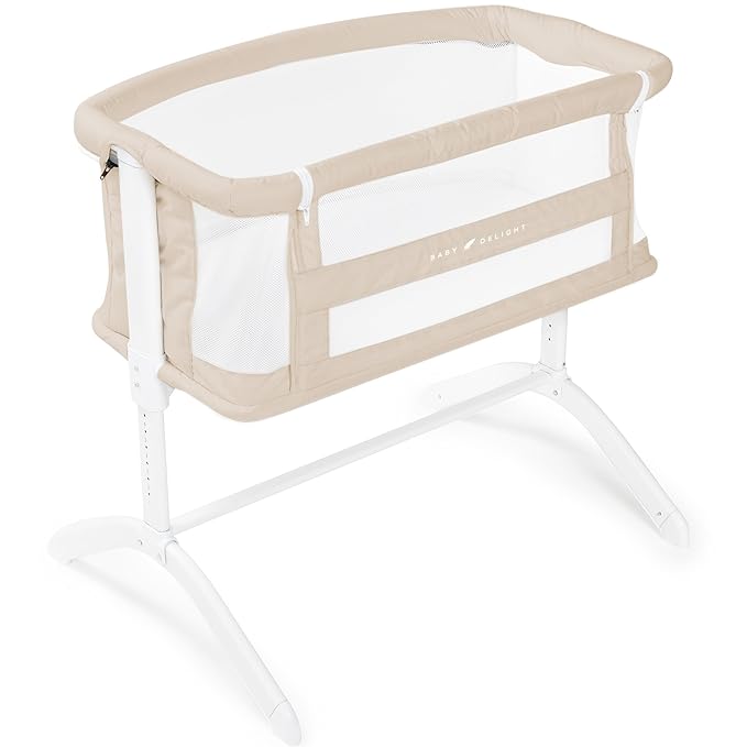 Baby Delight Beside Me Serenity Bassinet | Lightweight Bedside Sleeper & Baby Bassinet | 7-Position Height Adjustment | 100% GOTS Certified Organic Cotton Fabric | Organic Oat