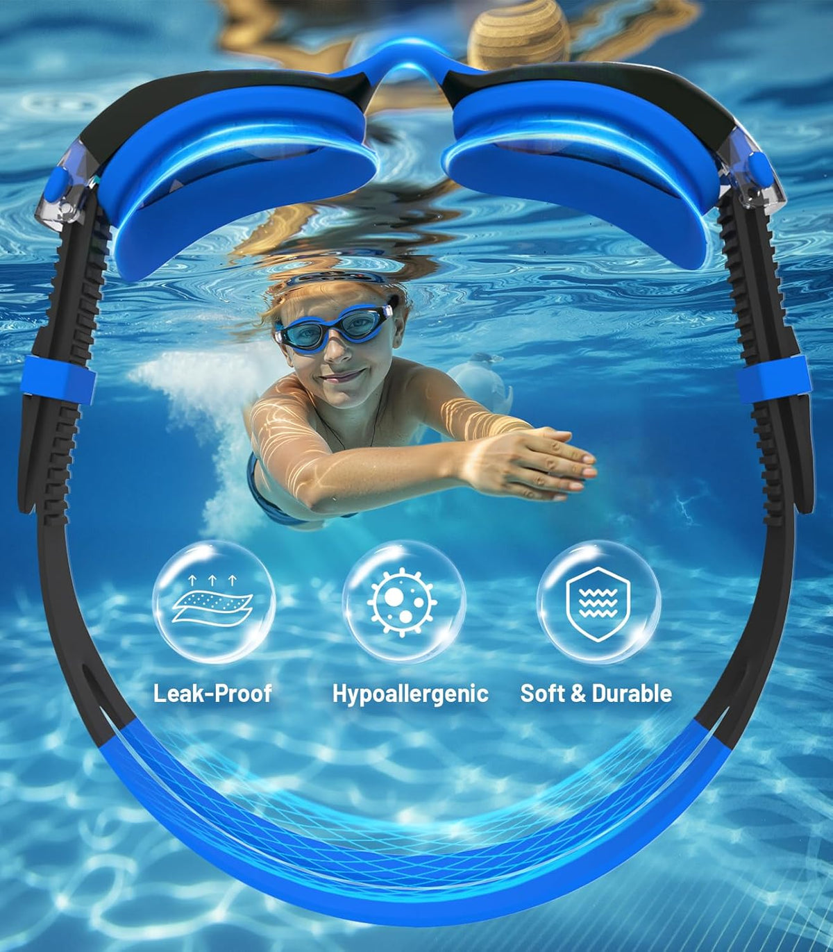 Skiennix Swim Goggles - Anti-Fog UV Protection | Leakproof Design for Kids Aged 6-14