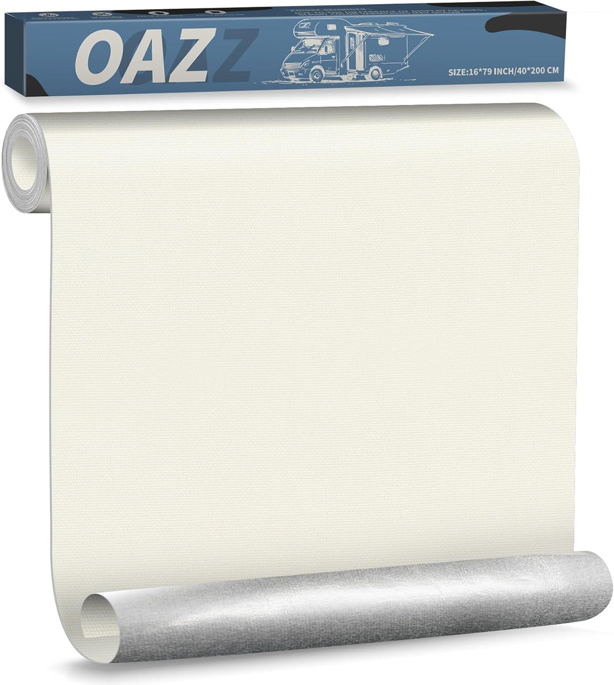 OAZ Canvas Repair Patches - Self-Adhesive Waterproof Fabric Patch Kit for Outdoor Gear | 16 x 79 Inch (Ivory White)