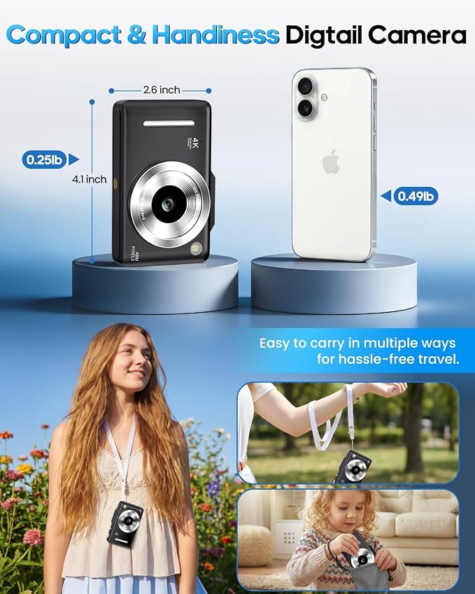 Digital Camera 4K for Kids-48MP Autofocus Vlogging Camera