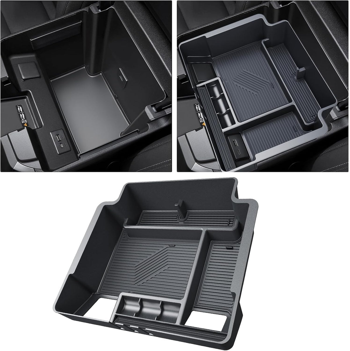 For 2022-2026 Chevy Silverado/GMC Sierra 1500&2024-2026 Silverado/Sierra 2500HD 3500HD - (Full Console w/Bucket Seats ONLY) Center Console Armrest Organizer ABS Materials