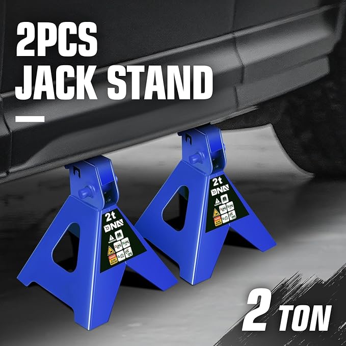 DNA Motoring 1 Pair Jack Stands, 2 Ton (4400 lbs) Capacity Car Lifting Stand, Adjustable Height Car Jack Stands for Cars, Sedans, Small Vehicles, SUV, TOOLS-00681-BL
