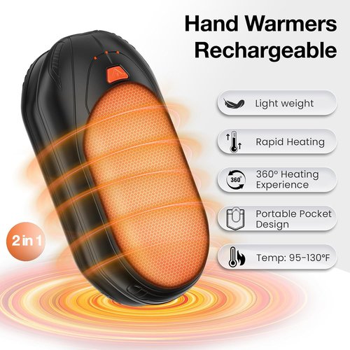AI Hand Warmers - Rechargeable 2-Pack with Smart Chips | 20 Hours of Safe, Portable Heat for Outdoor Activities