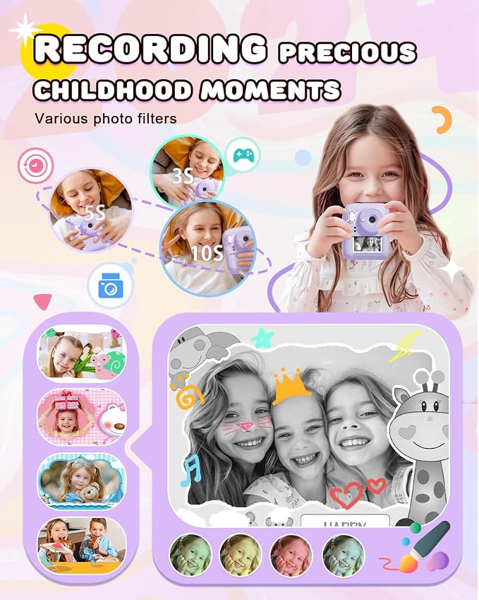 Kids Camera Instant Print, Upgrade Dual-Lens Selfie Digital Camera