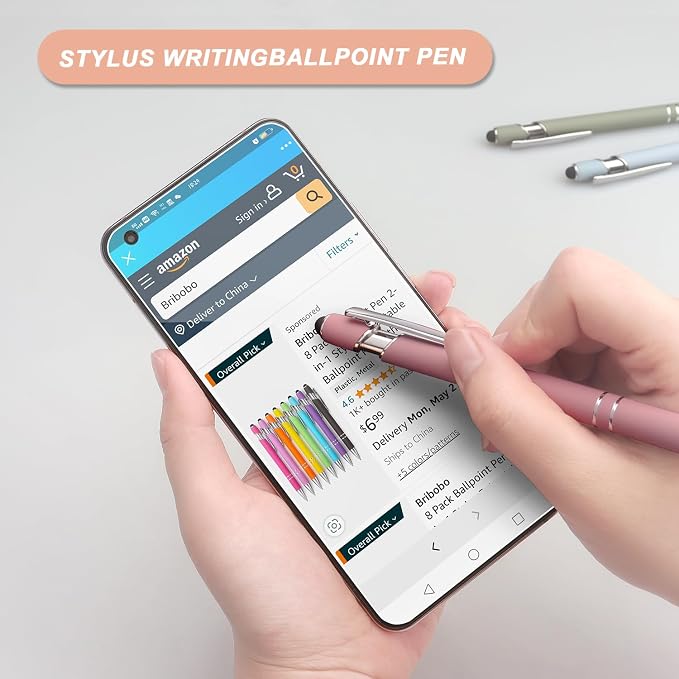 Bribobo Ballpoint Pen 2-in-1 Stylus Retractable Ballpoint Pen