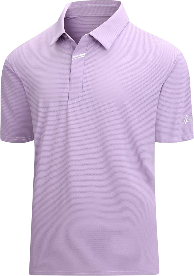 Esabel.C Jacquard Golf Shirts for Men Moisture Wicking Short Sleeve Performance Dry Fit Active Mens Polo Shirts