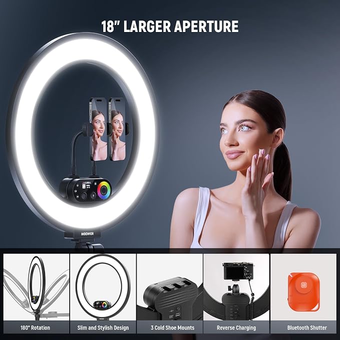 NEEWER RL45C 18" Edge Lit 45W RGB LED Ring Light