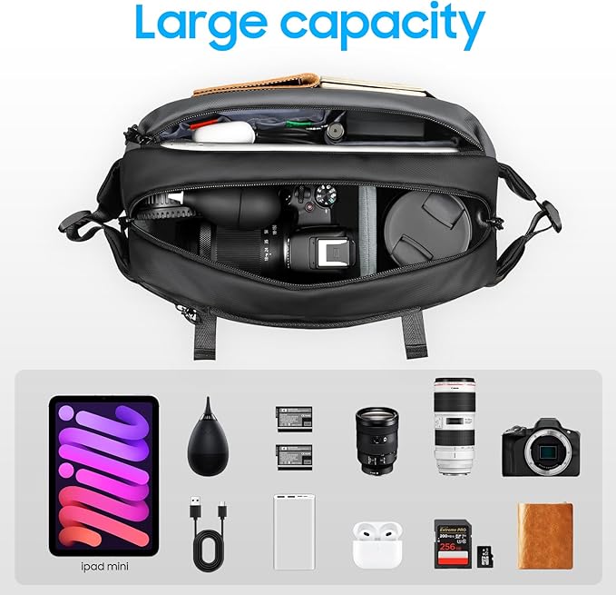 FINTIE Camera Sling Bag for DSLR/SLR/Mirrorless, Waterproof Crossbody Camera