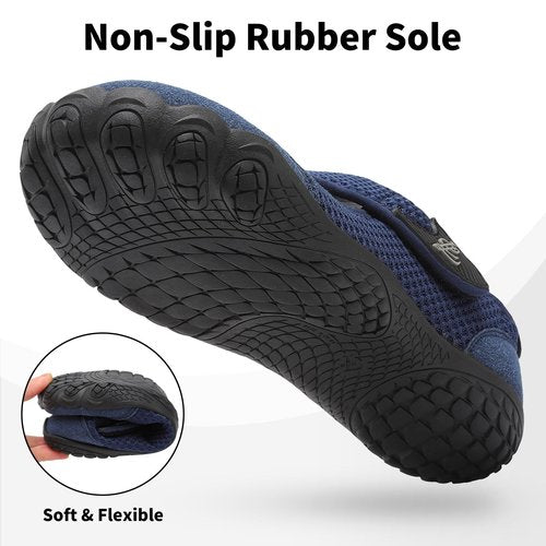 LeIsfIt Women's & Men's Breathable Barefoot Shoes Wide Toe Box Walking Shoes Non-Slip Lightweight Slip-On Shoes for Hiking, Casual Outings & Daily Use Navy, 8.5 Women/7.5 Men