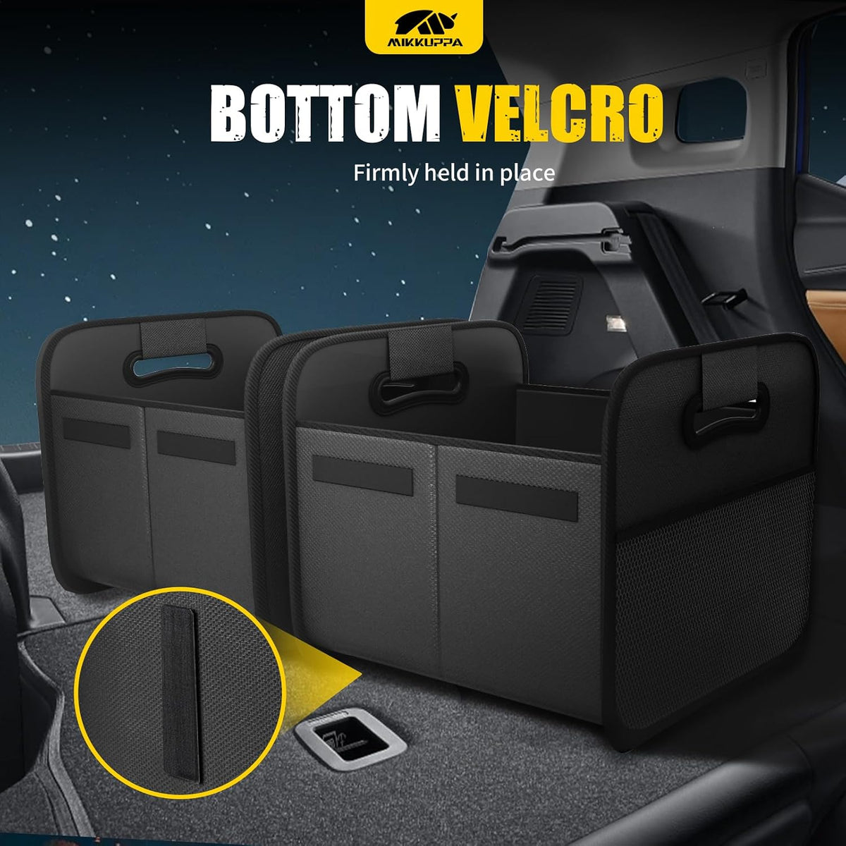 MIKKUPPA Car Trunk Organizer - Split Design Collapsible Small Car Organizer