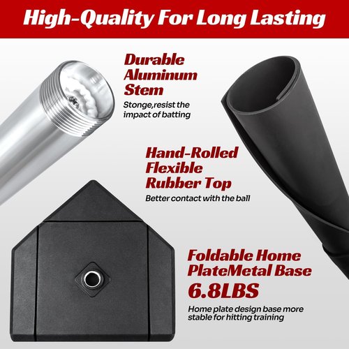 JASCOPRO Baseball & Softball Batting Tee - Height Adjustable 24 to 46 Inches, Portable Design