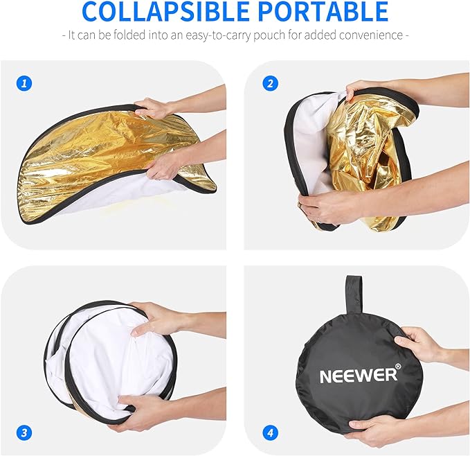 NEEWER 22 Inch/60 Centimeter Light Reflector Light Diffuser 5 in 1 Collapsible